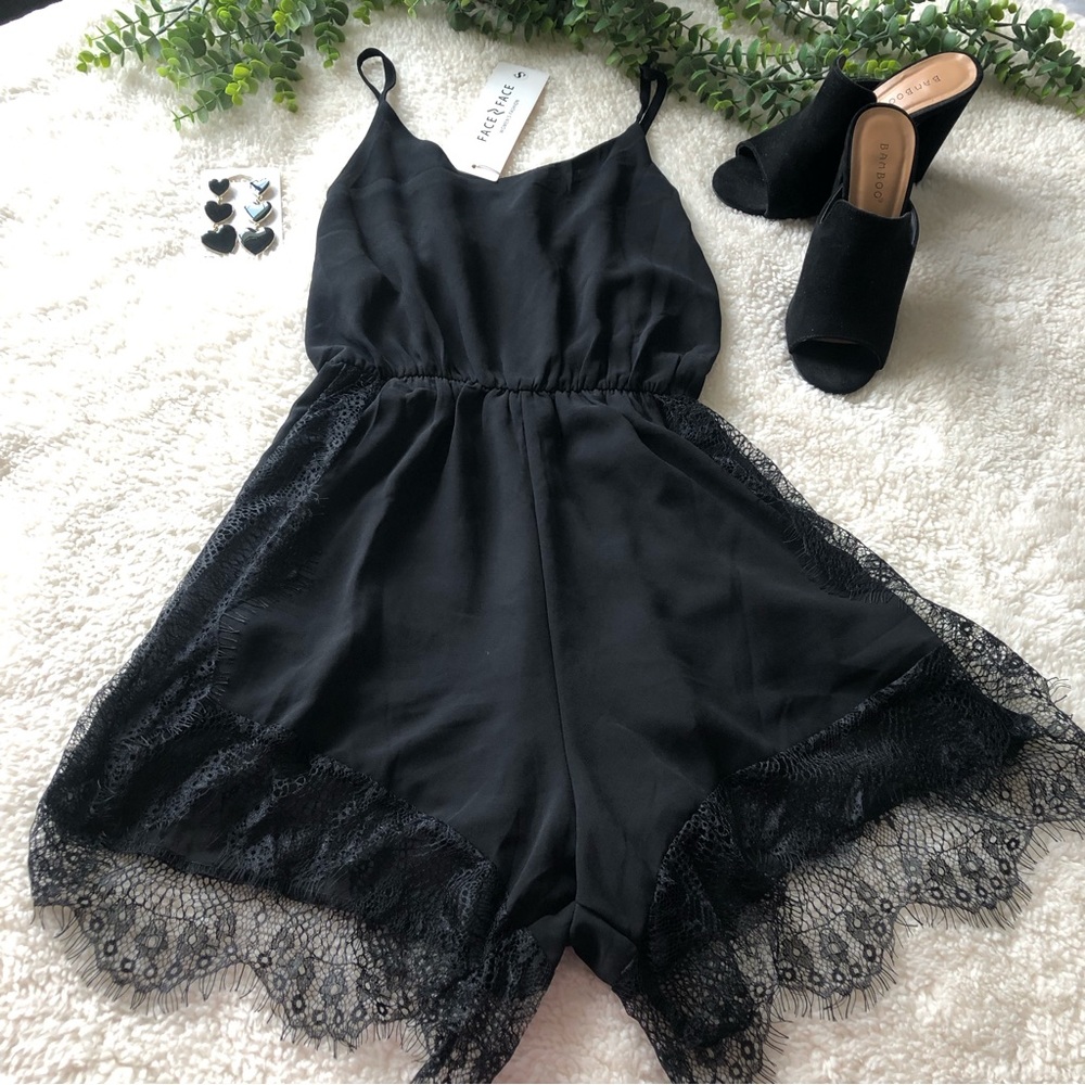 NWT!!!!! Black romper with lace SZ S
